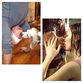 Illustration for article titled Some guy recreated famous romantic moments from film history with a dog